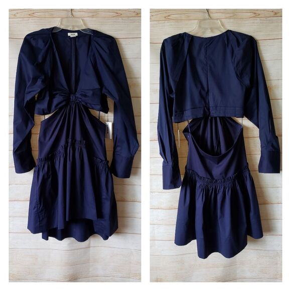 Jason Wu Cutout Cotton/Spandex Poplin Long Sleeve Mini Dress - Picture 5 of 16